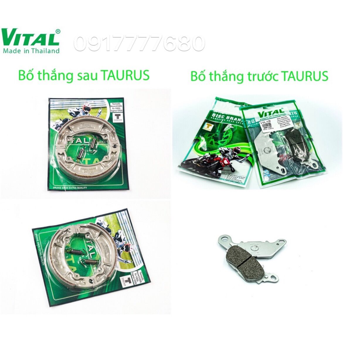 Má phanh - bố thắng sau + trước taurus - má phanh, bo thang vital chính hãng, thái lan