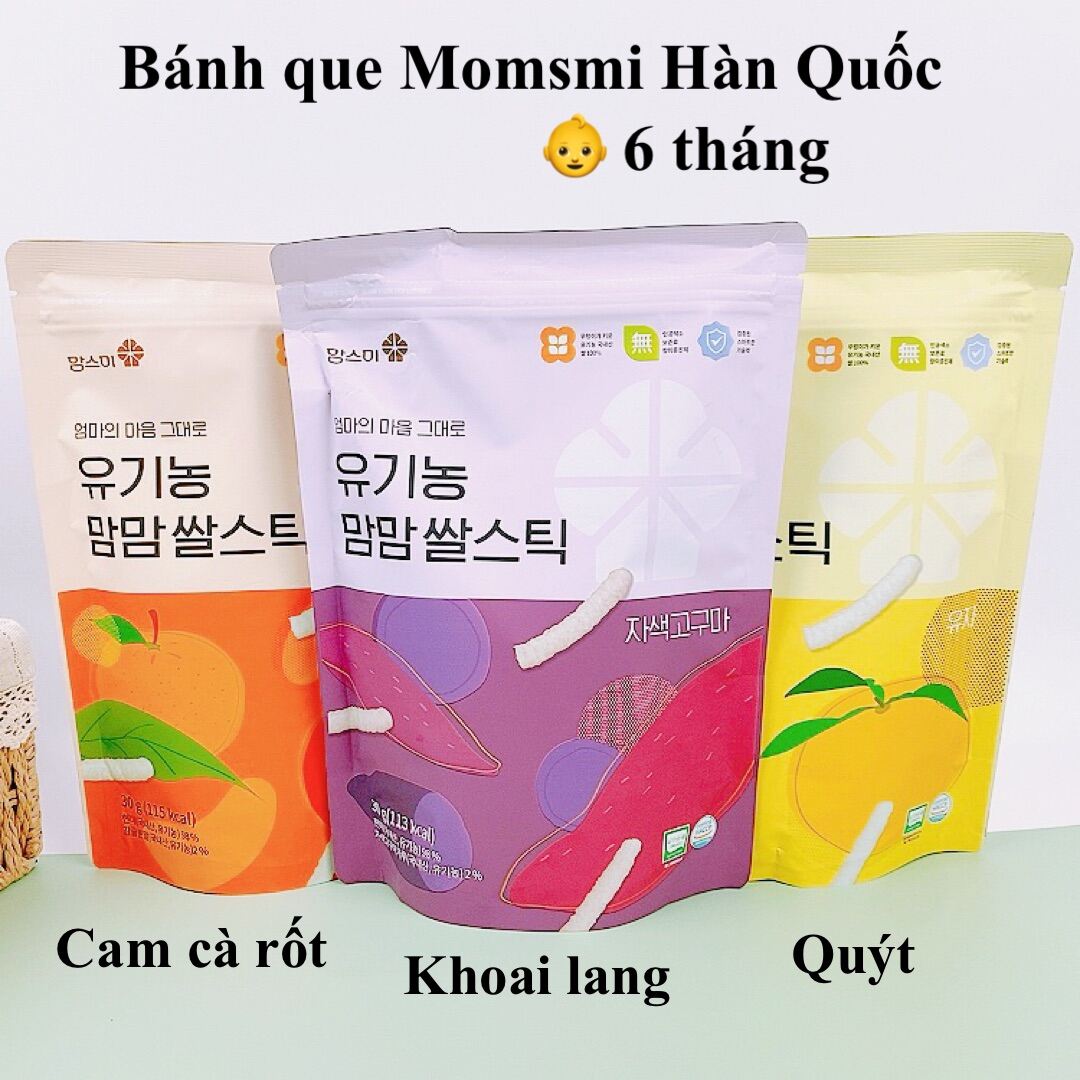 Bánh gạo que hữu cơ MOMSMI Hàn Quốc cho bé ăn dặm từ 6 tháng -30g