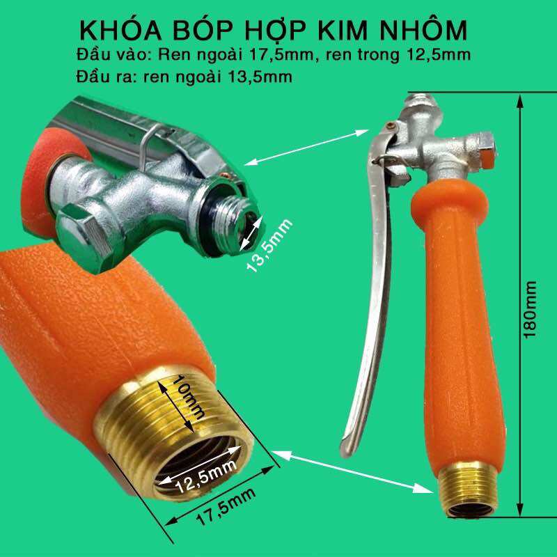 Tay bóp Inox dùng bình xịt điện diệt cỏ dại côn trùng Ren 13.8mm