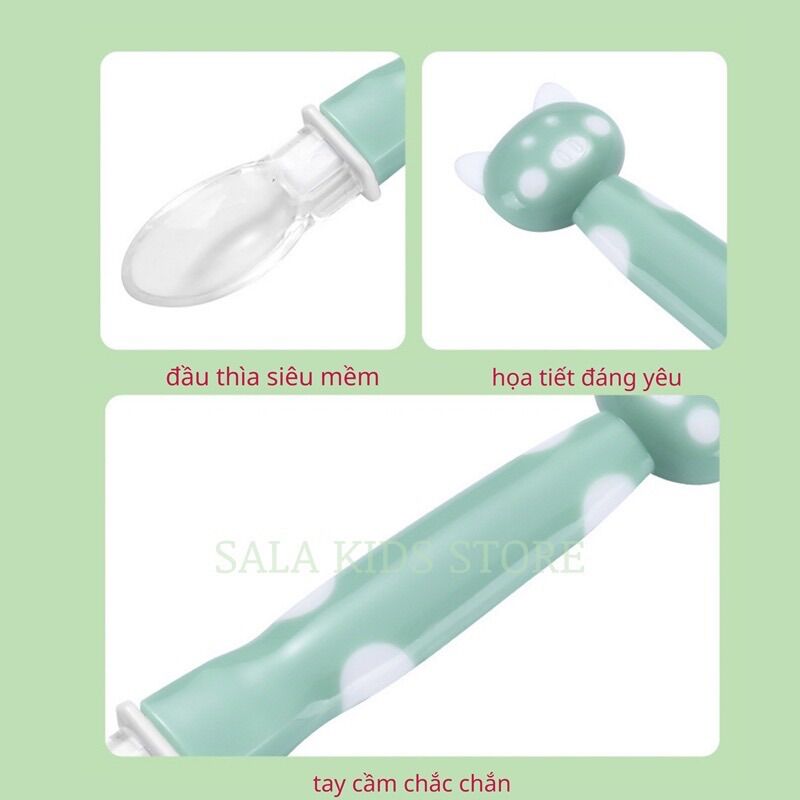 Thìa silicon ăn dặm đầu mèo_thìa mềm cho bé ăn dặm