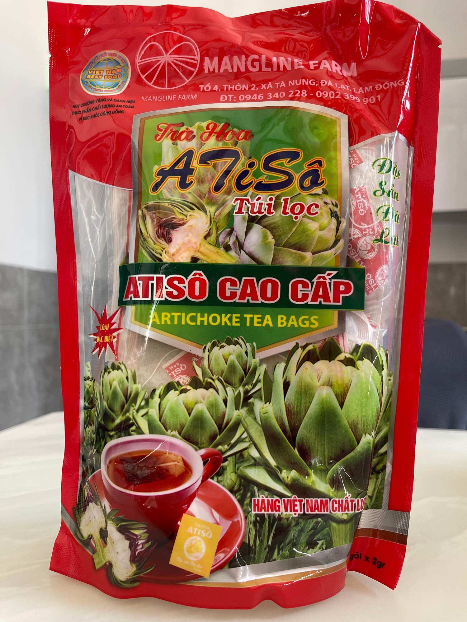 Combo 2 Gói Trà Atiso MANGLINE FARM date 12/2026 đặc sản mỗi gói 100 Túi Lọc archichoke tea bags