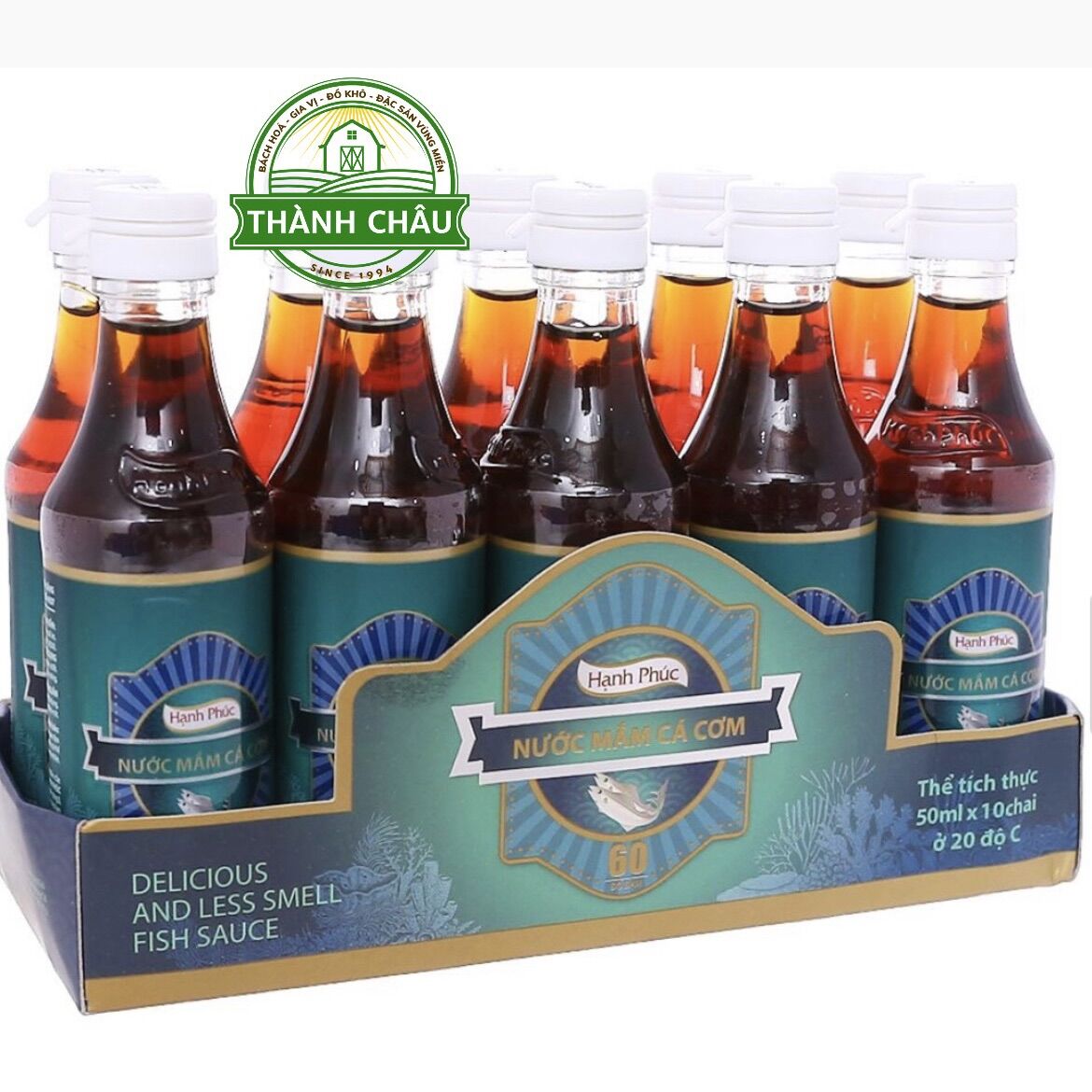 (Đặc sản) 10 chai Nước mắm Hạnh Phúc 60 Độ Đạm chai 50ml