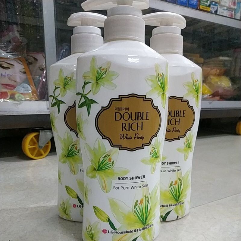 SỮA TẮM TRẮNG DA DOUBLE RICH WHITE PURITY 550G, HƯƠNG HOA LILY THƠM NGÁT