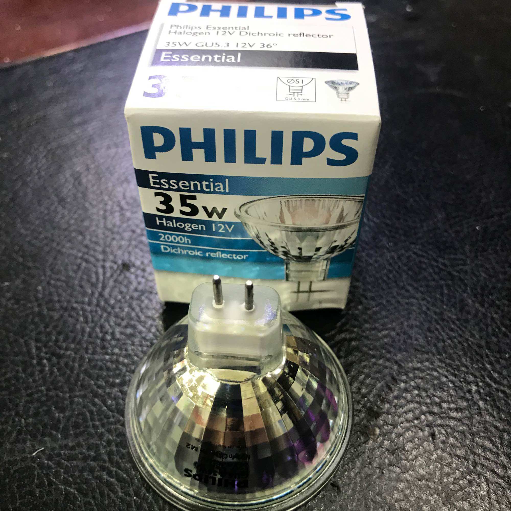 Bóng chén Halogen điện áp 12v đui ghim Mr16 [ Philips chính hãng]
