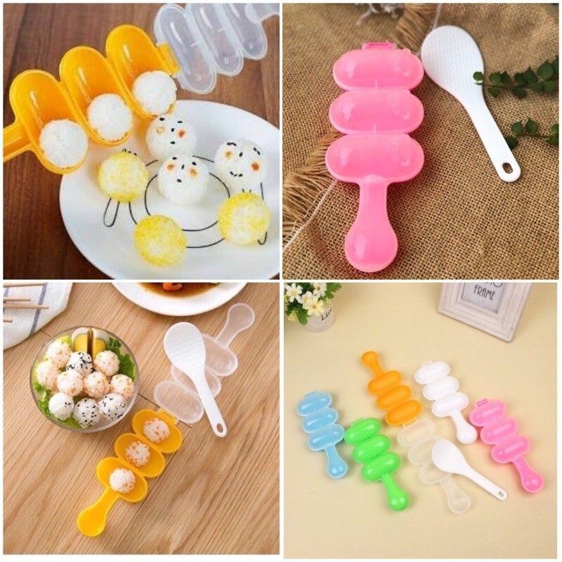- Bộ khuôn lắc cơm tạo hình cơm nắm cho bé ăn dặm dụng cụ viên tròn cơm, làm cơm lắc vo tròn