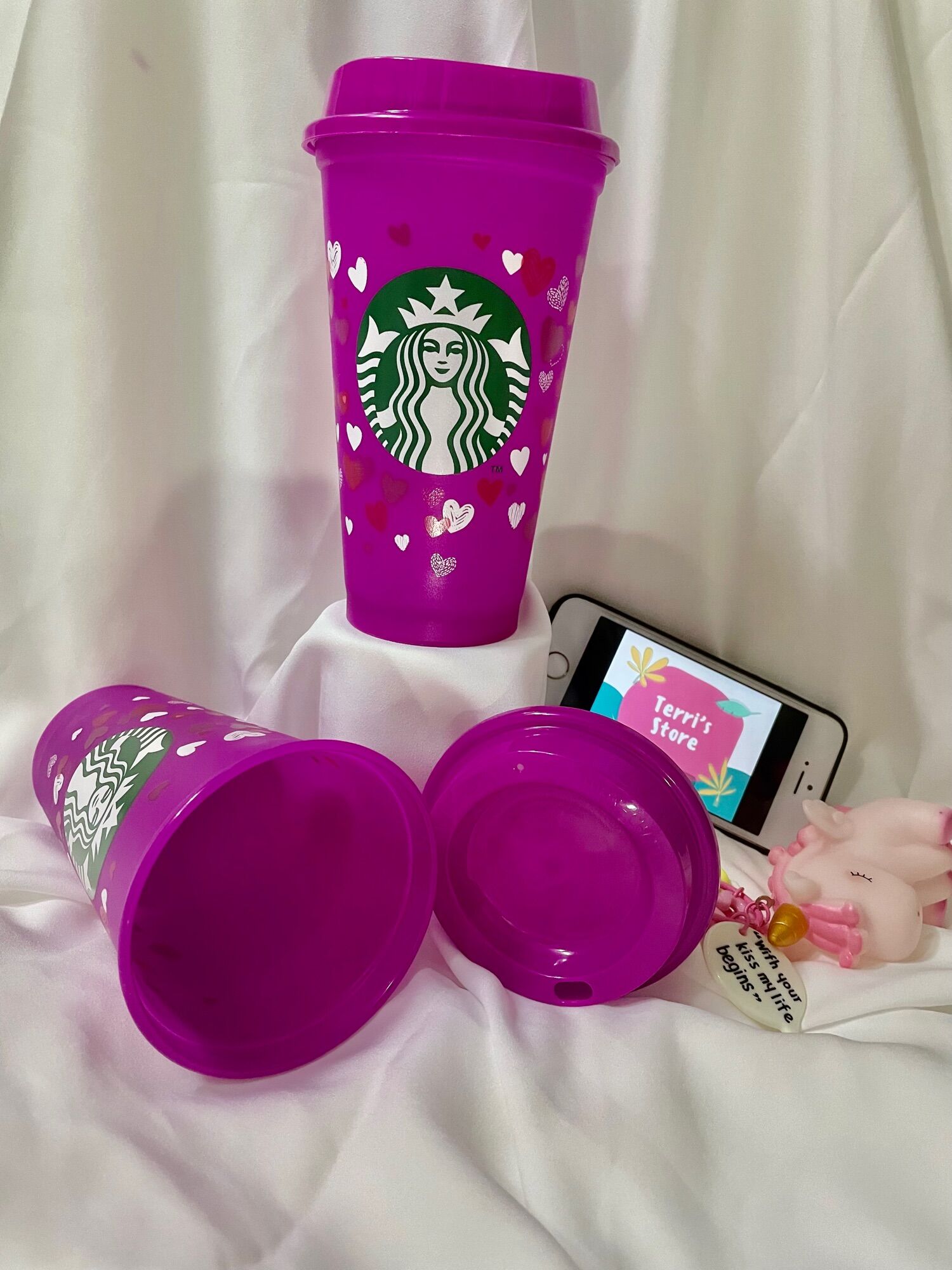 Ly nhựa Starbucks đổi màu Reusable Cup 2022 - Kèm tặng quai xách ly 100% Handmade