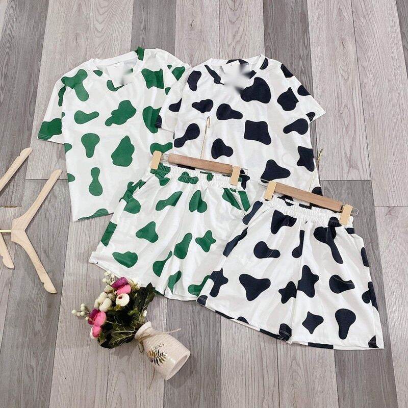 Bộ cộc áo Croptop bò sữa
