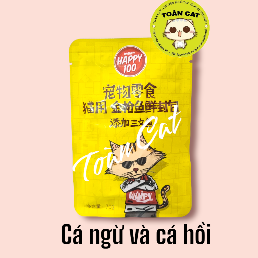 Combo 12 gói pate wanpy happy 100 cho mèo gói 70g- pate cho mèo