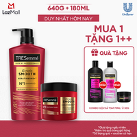 Combo Dầu Gội, Kem Ủ TRESemmé Keratin Smooth Keratinbond+ 640g, 180ml Cho Tóc Khô Xơ Rối Vào Nếp Suôn Mượt