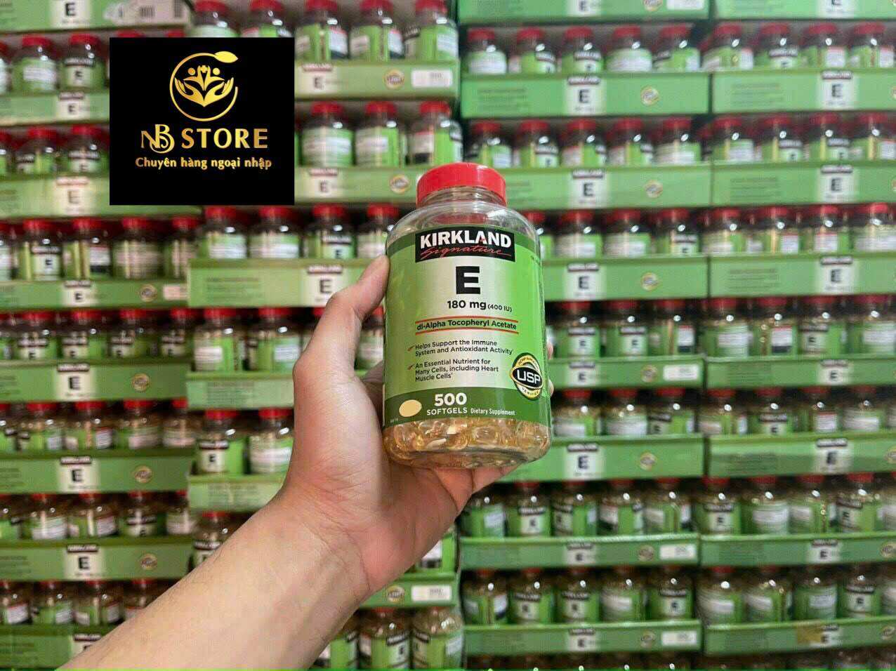 Vitamin e 180mg kirkland 500 viên của mỹ. date 2026