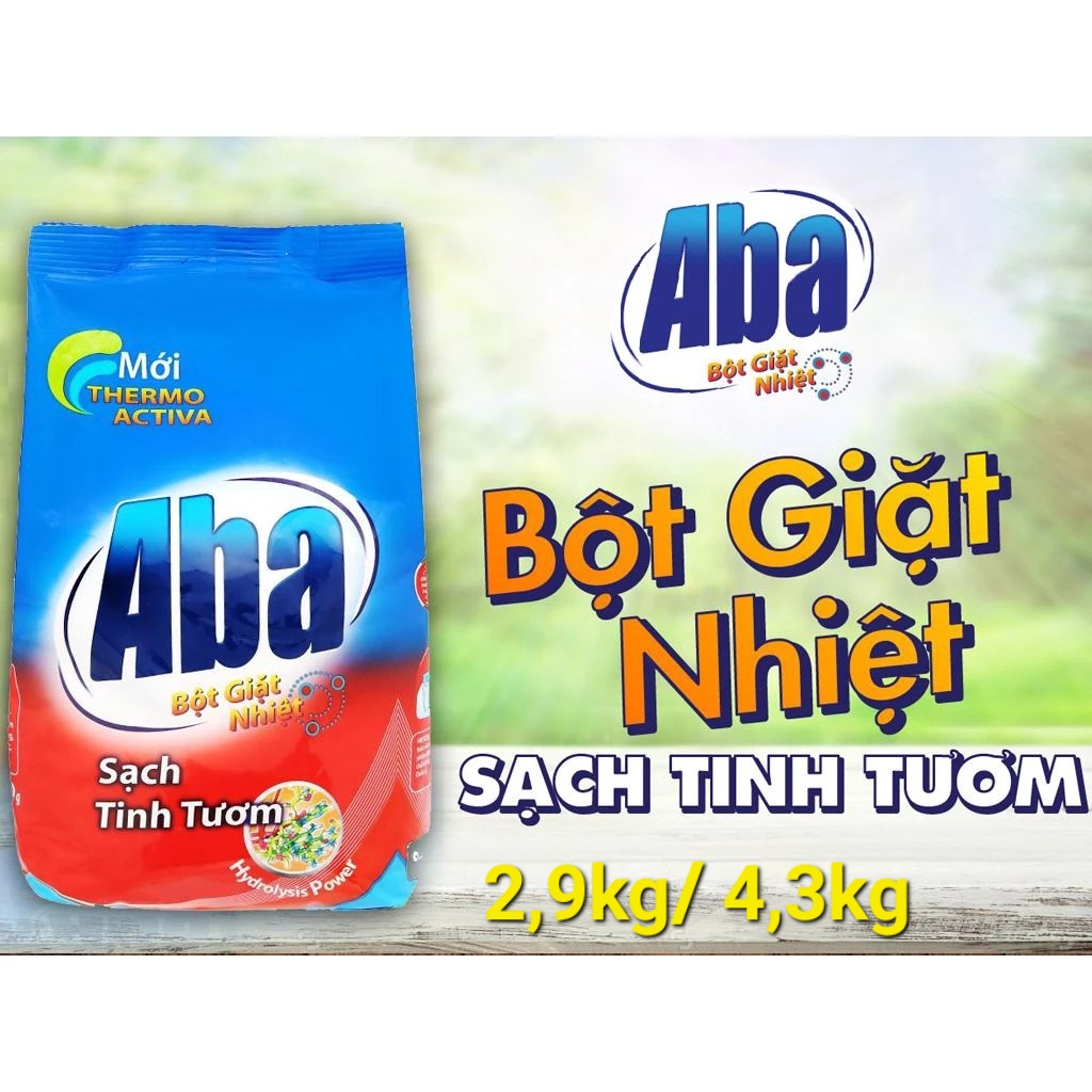 Bột giặt nhiệt aba sạch tinh tươm 2,9kg/4,3kg