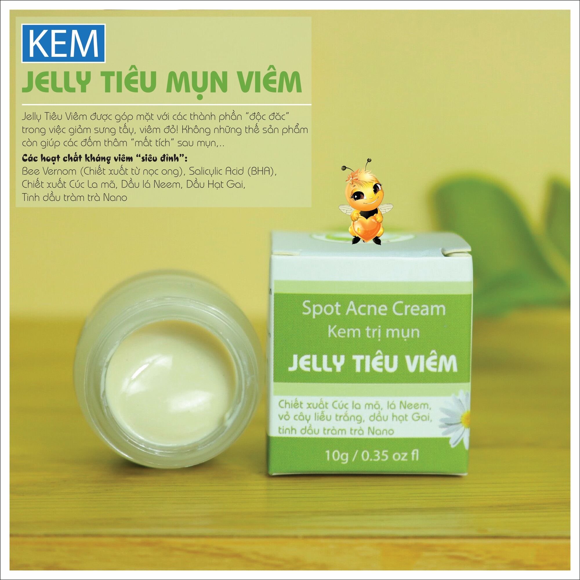 Jelly Tiêu Viêm Làm Xẹp Mụn Bọc Gom Khô Cùi Mụn Kháng Viêm Lành Thâm Sẹo.