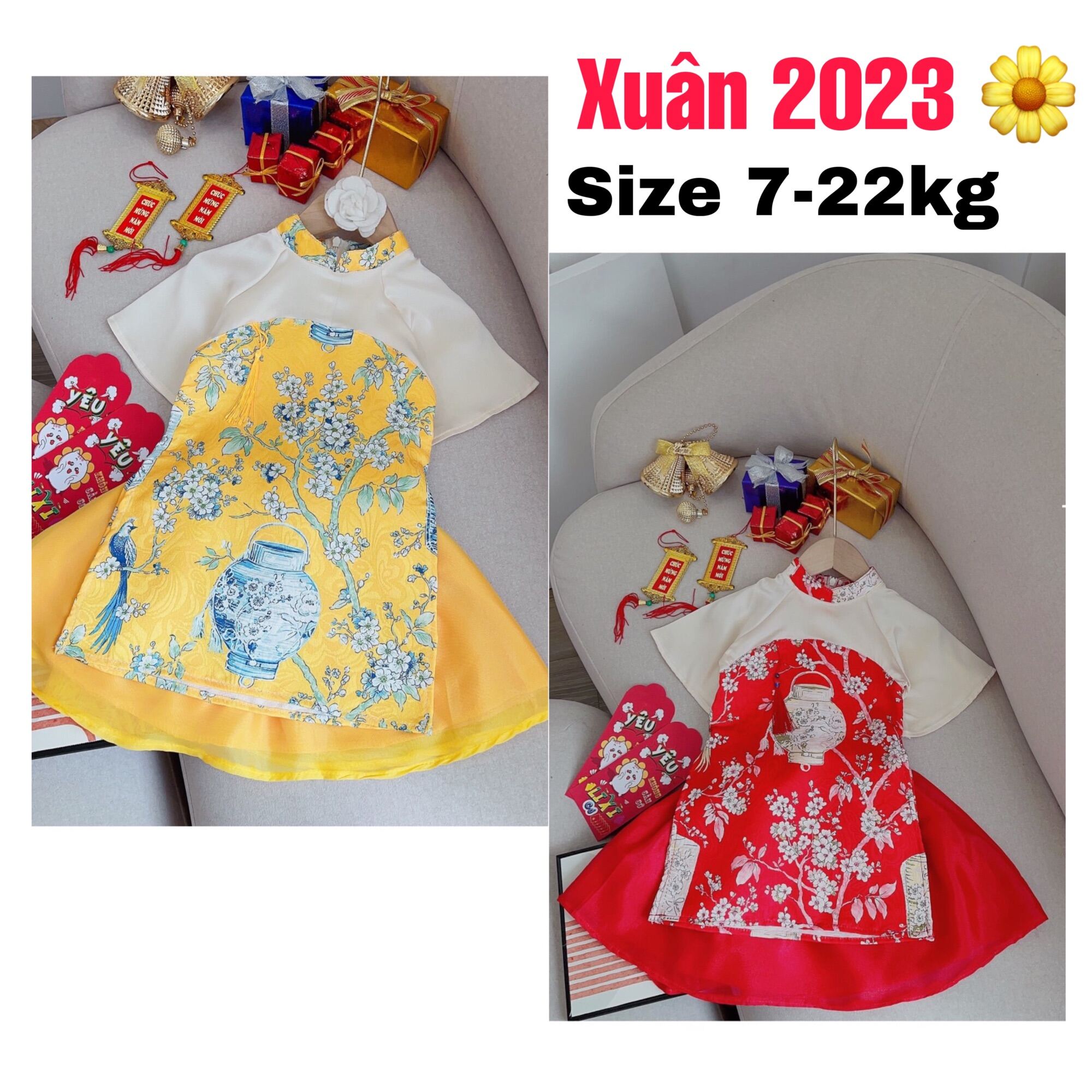 ÁO DÀI CÁCH TÂN CHO BÉ GÁI MẶC TẾT MẶC ĐI CHƠI SIZE 10-30KG