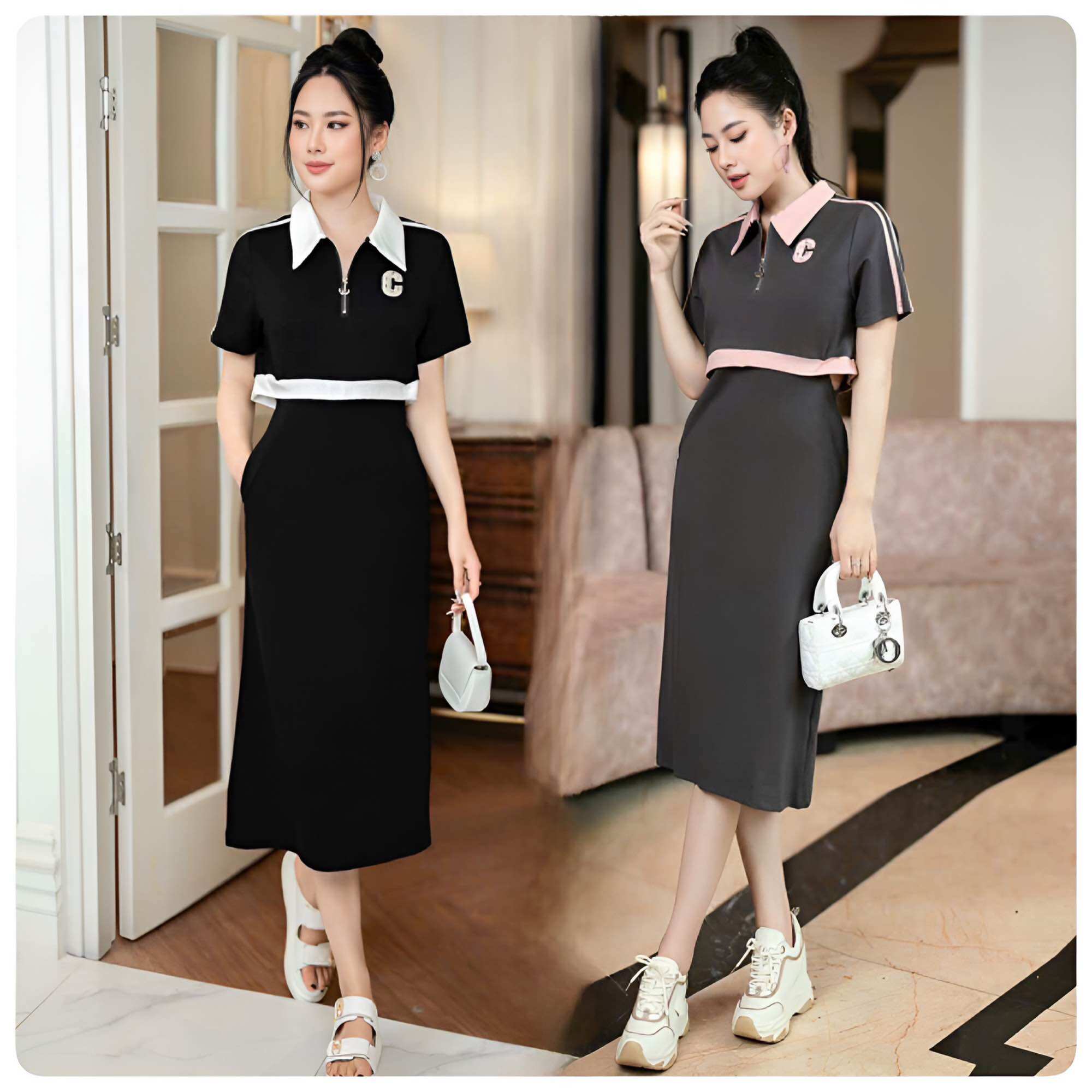 Váy đầm body giả áo croptop - hack dáng xinh xắn