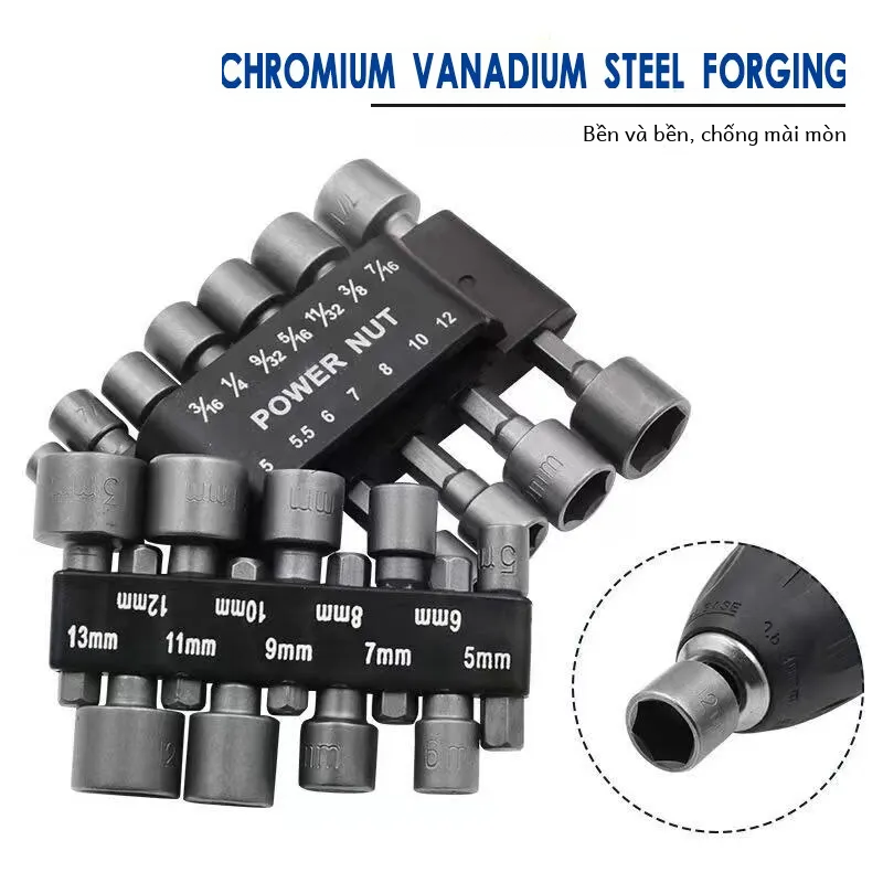 Ổ cắm mạnh mẽ bên trong lục giác cờ lê lục giác xử lý tuốc nơ vít ổ cắm mở rộng thanh khí nén chèn công cụ thiết lập
