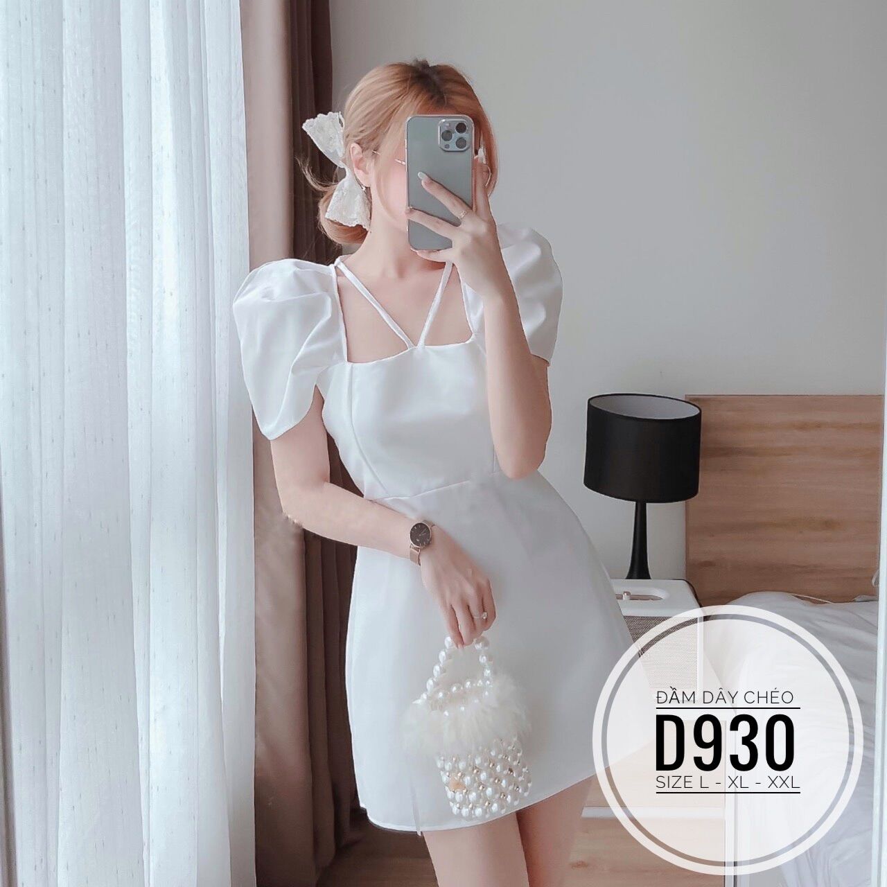 60-90kg bigsize đầm cổ vuông dây chéo d930