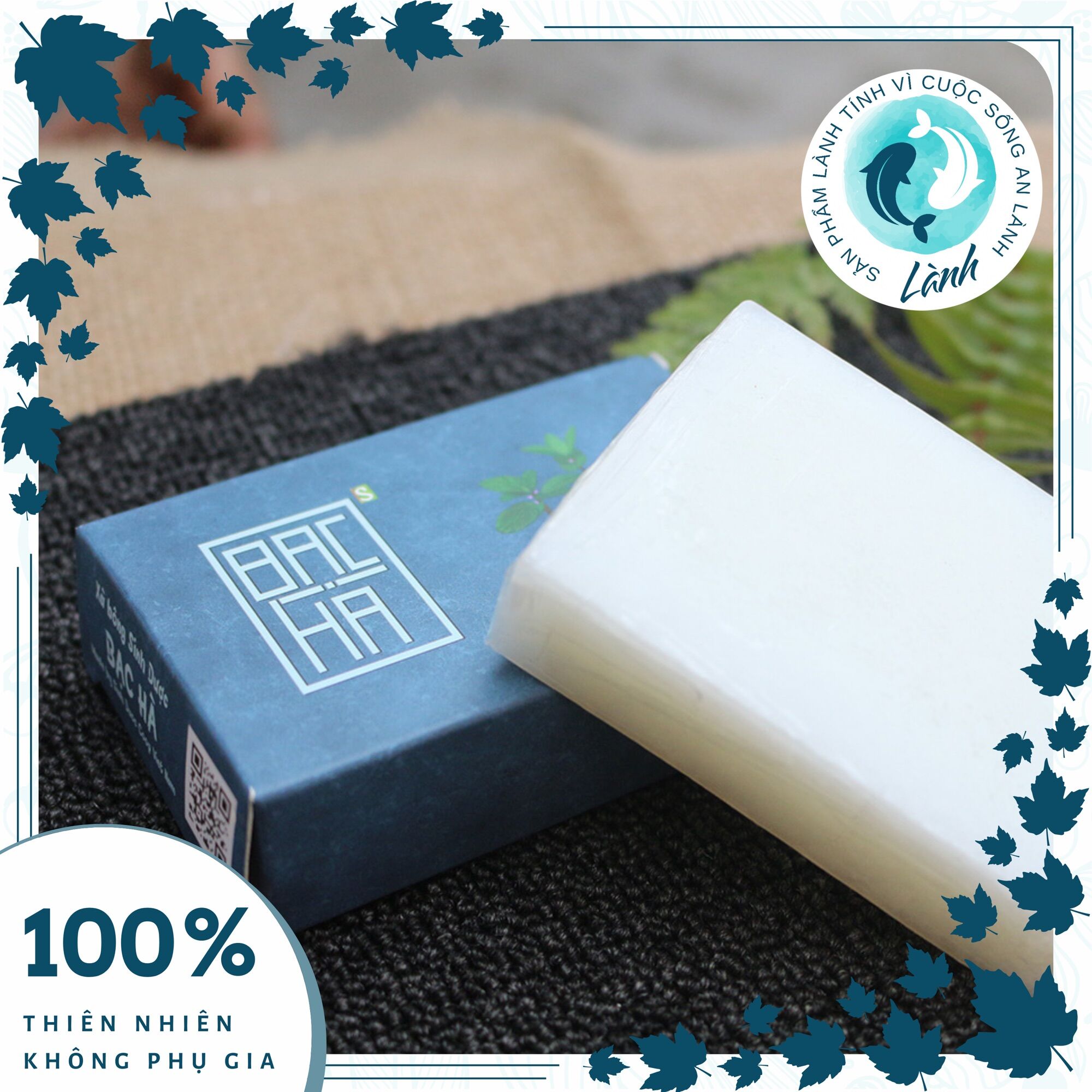 Xà phòng Sinh Dược Bạc Hà 100gr (Xà bông handmade thảo dược thiên nhiên) - Lành Shop