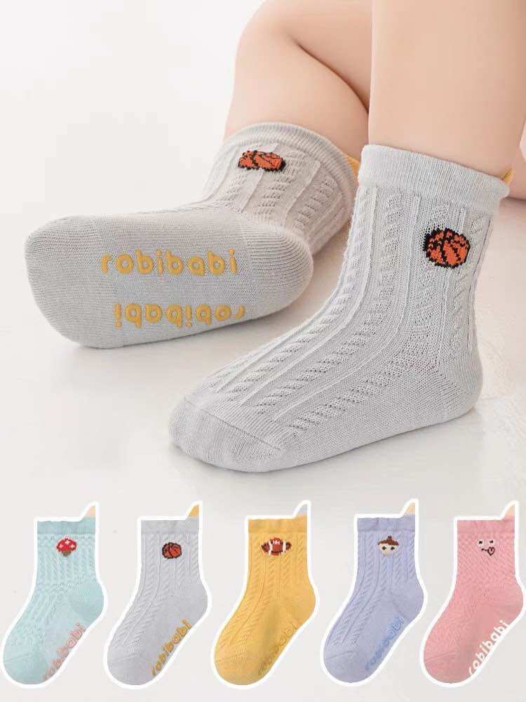 Set 10 đôi tất trẻ em sơ sinh icon chống trơn trượt hoạ tiết vặn thừng đáng yêu