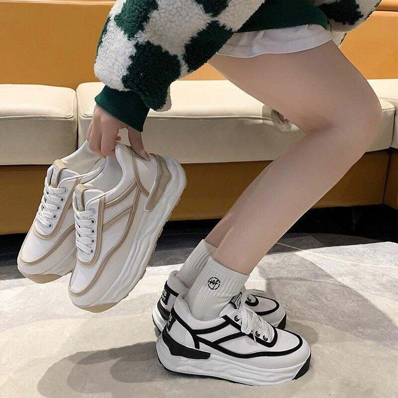 Giày bata nữ viền màu đế cao 3 phân siêu xinh