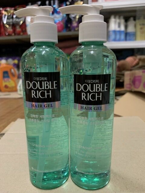 GEL tạo kiểu cho tóc uốn Double Rich hard hold 250ml (Mầu Xanh)