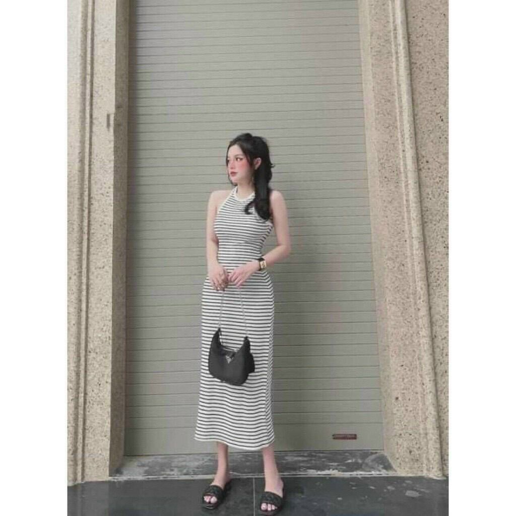 Đầm Ôm Body Ba Lỗ Sọc Ngang
