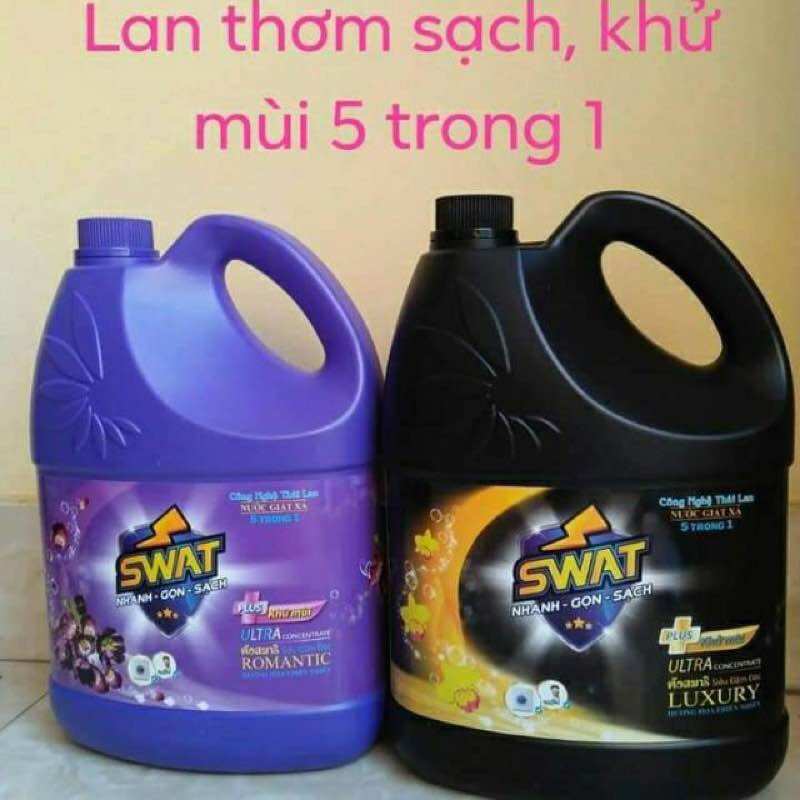 Nước giặt swat, nước giặt xả 5 trong 1 can 3,8 kg