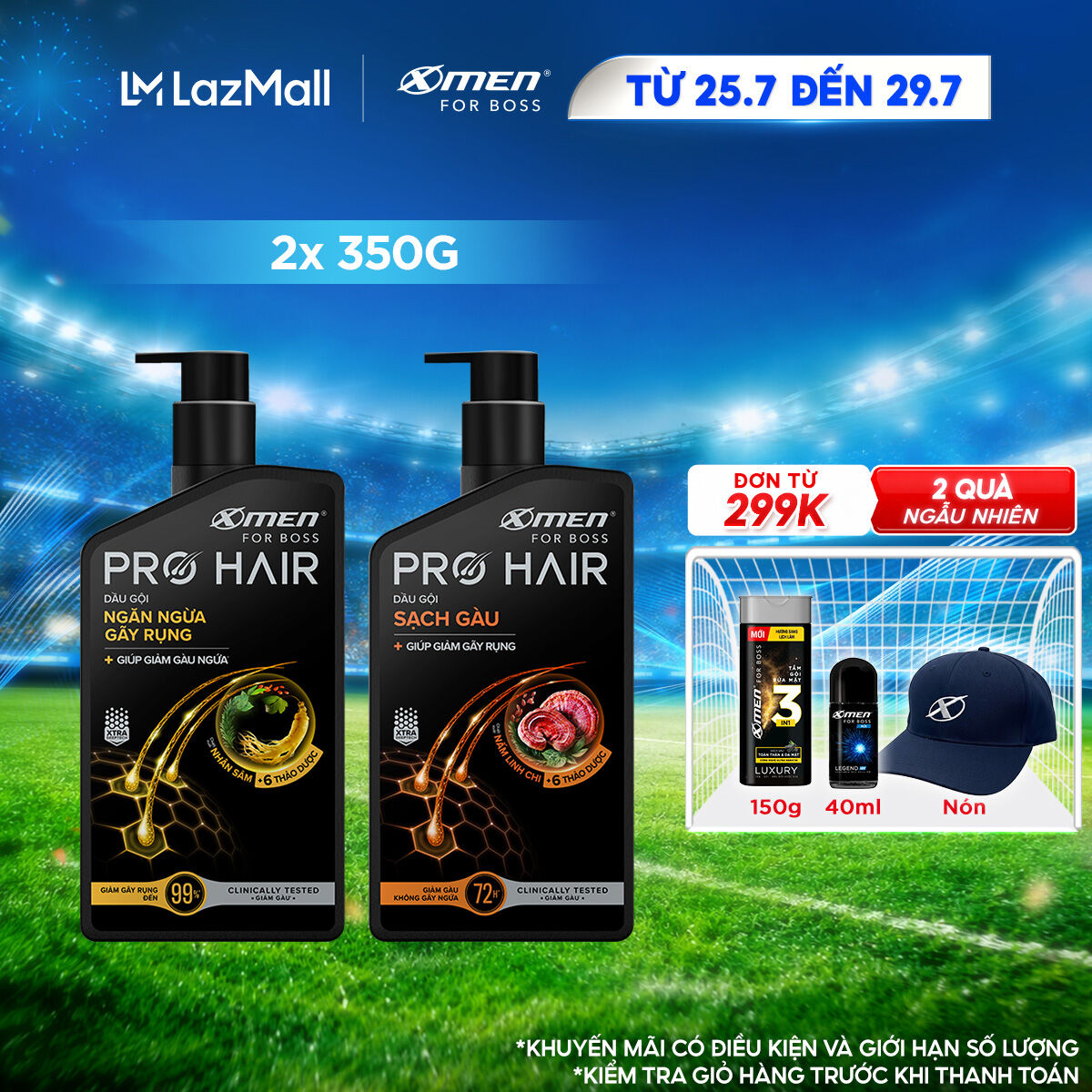 Combo 2 Dầu gội thảo dược Xmen for Boss Pro Hair Ngăn gãy rụng tóc 350g/Sạch Gàu 350g