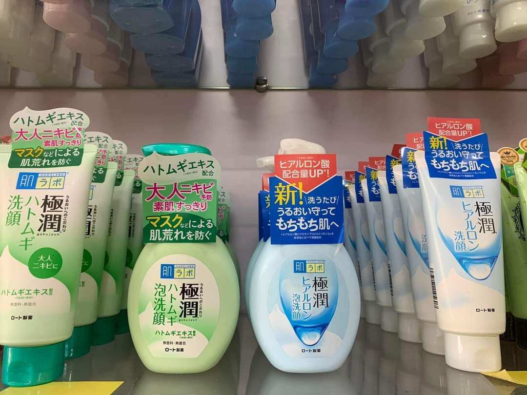 Sữa rửa mặt tạo bọt Hadalabo trắng, xanh 160ml dạng vòi ấn Nội địa Nhật chính hãng