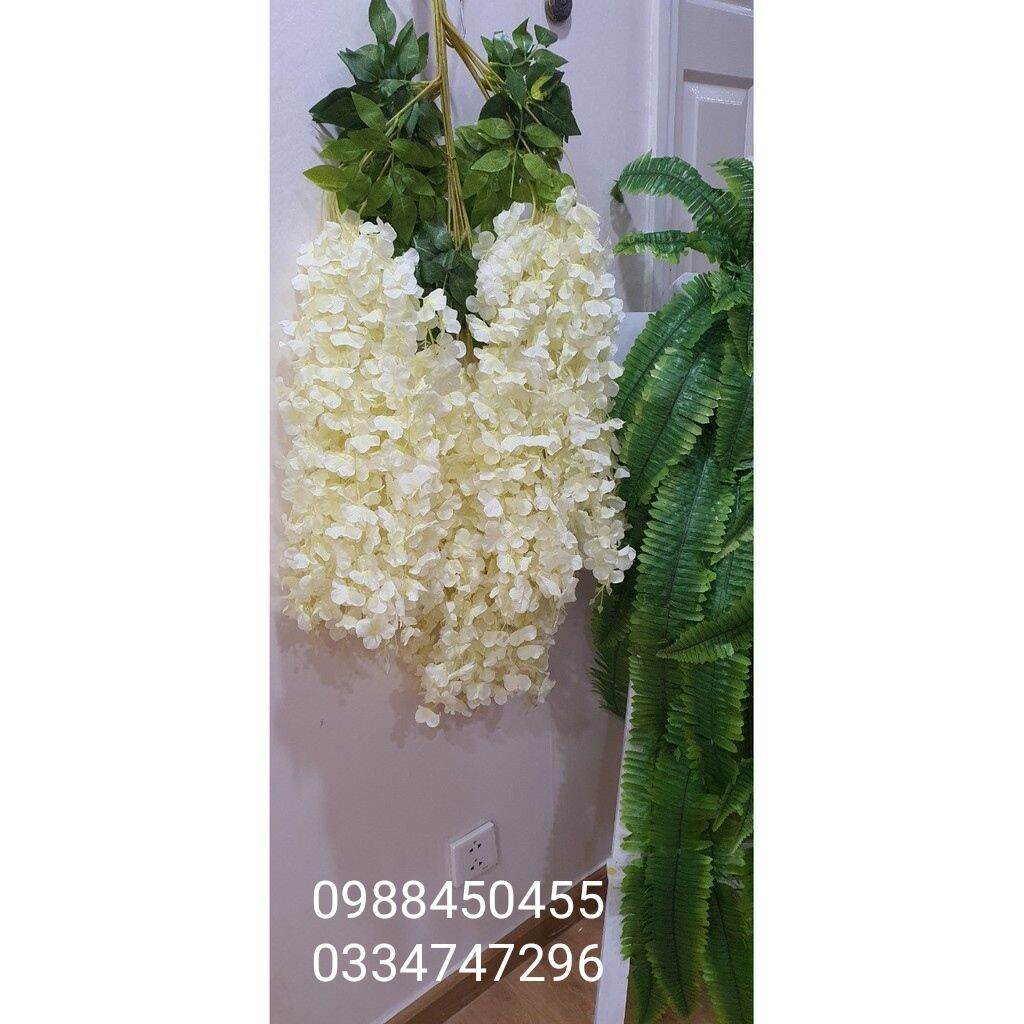 Cành hoa tử đằng giả dùng trang trí - trắng