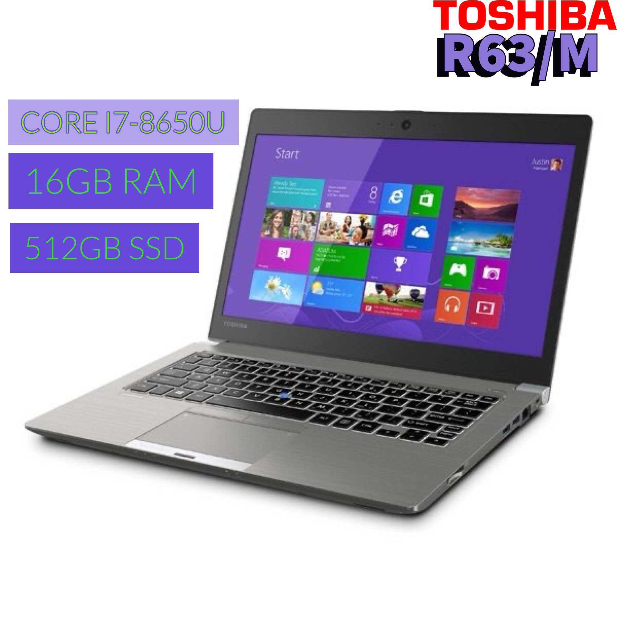 Laptop Toshiba R63/M core i7-8650U, 16gb ram, 512gb SSD, màn 13.3inch, vỏ nhôm Magie siêu bền siêu nhẹ