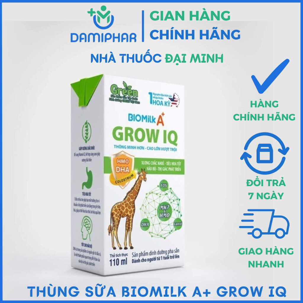 Thùng sữa pha sẵn biomilk a+ grow iq 48 hộp 110ml