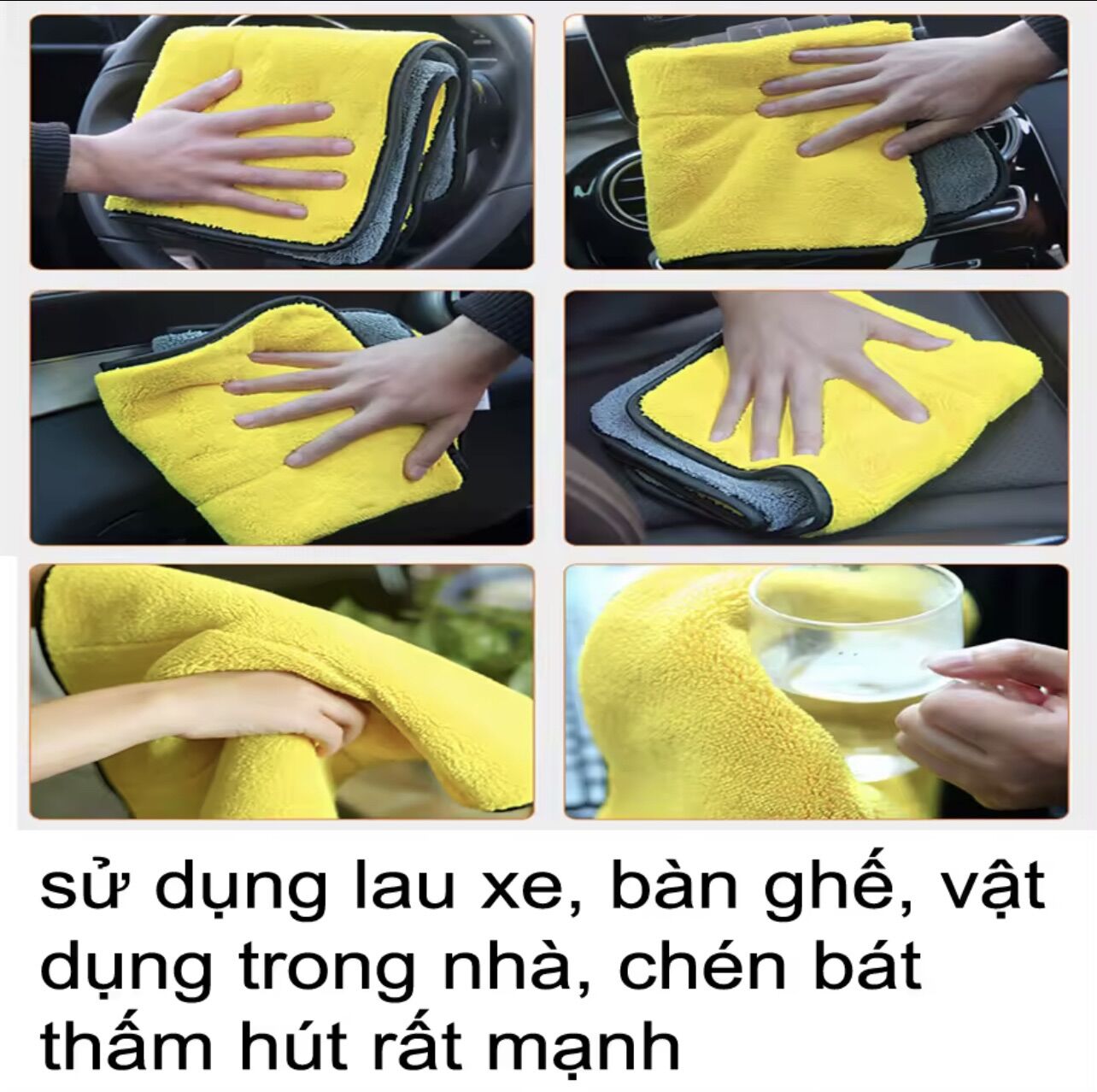 [HCM] Khăn Lau Xe Microfiber Mềm Mịn Siêu Thấm Hút, Mềm Mịn Siêu Thấm Hút