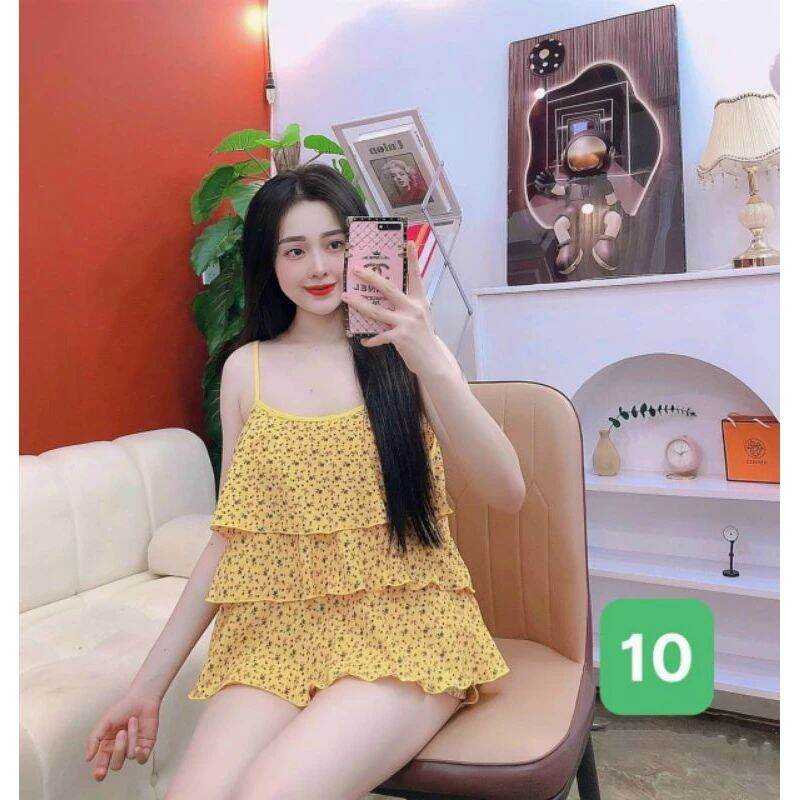 Đồ bộ mặc nhà kate lụa nữ dễ thương giá rẻ - M18