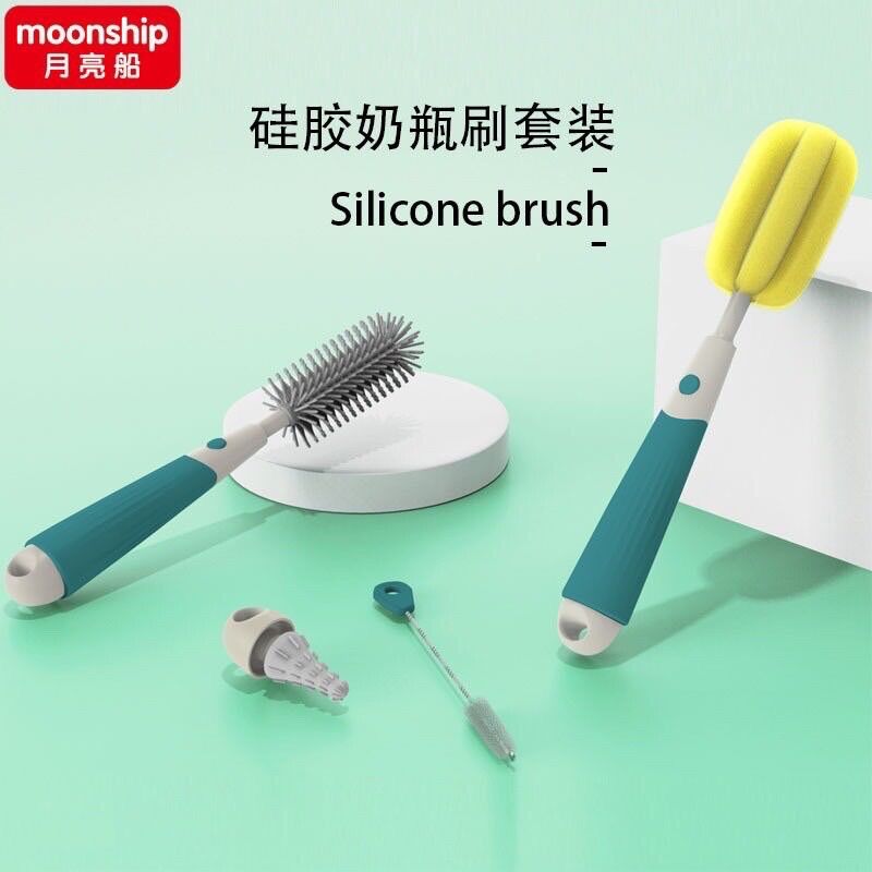 Bộ 4 cọ silicon rửa bình sữa  cao cấp, rữa bình sữ 4 chi tiết