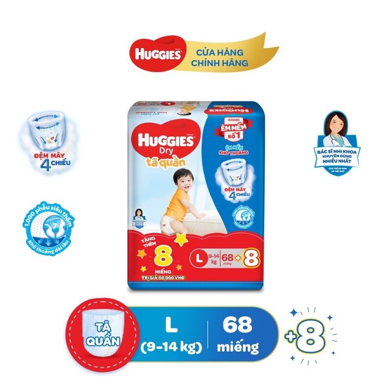 Tã bỉm quần Huggies XL 62 +8 miếng
