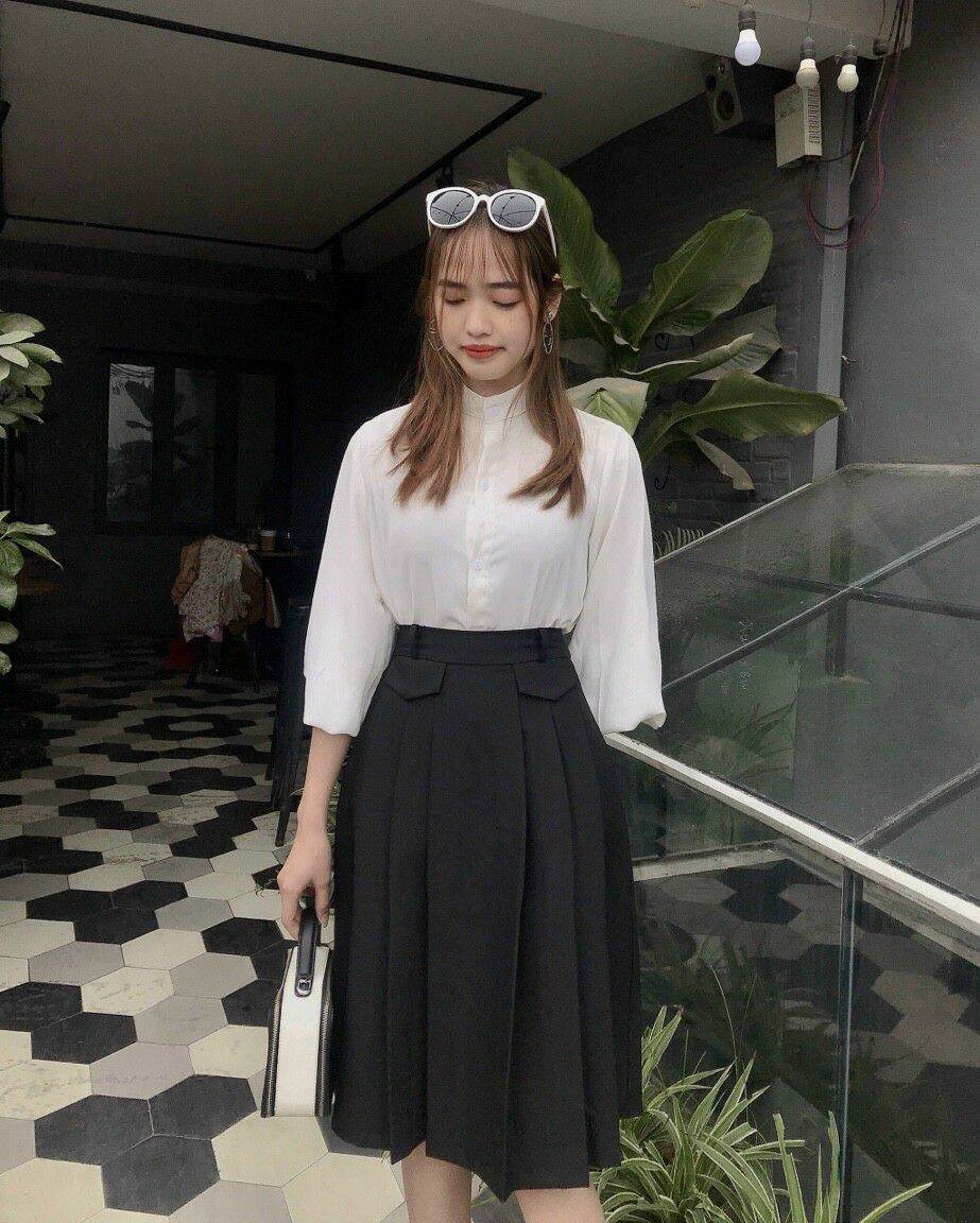 Chân váy xòe xếp ly