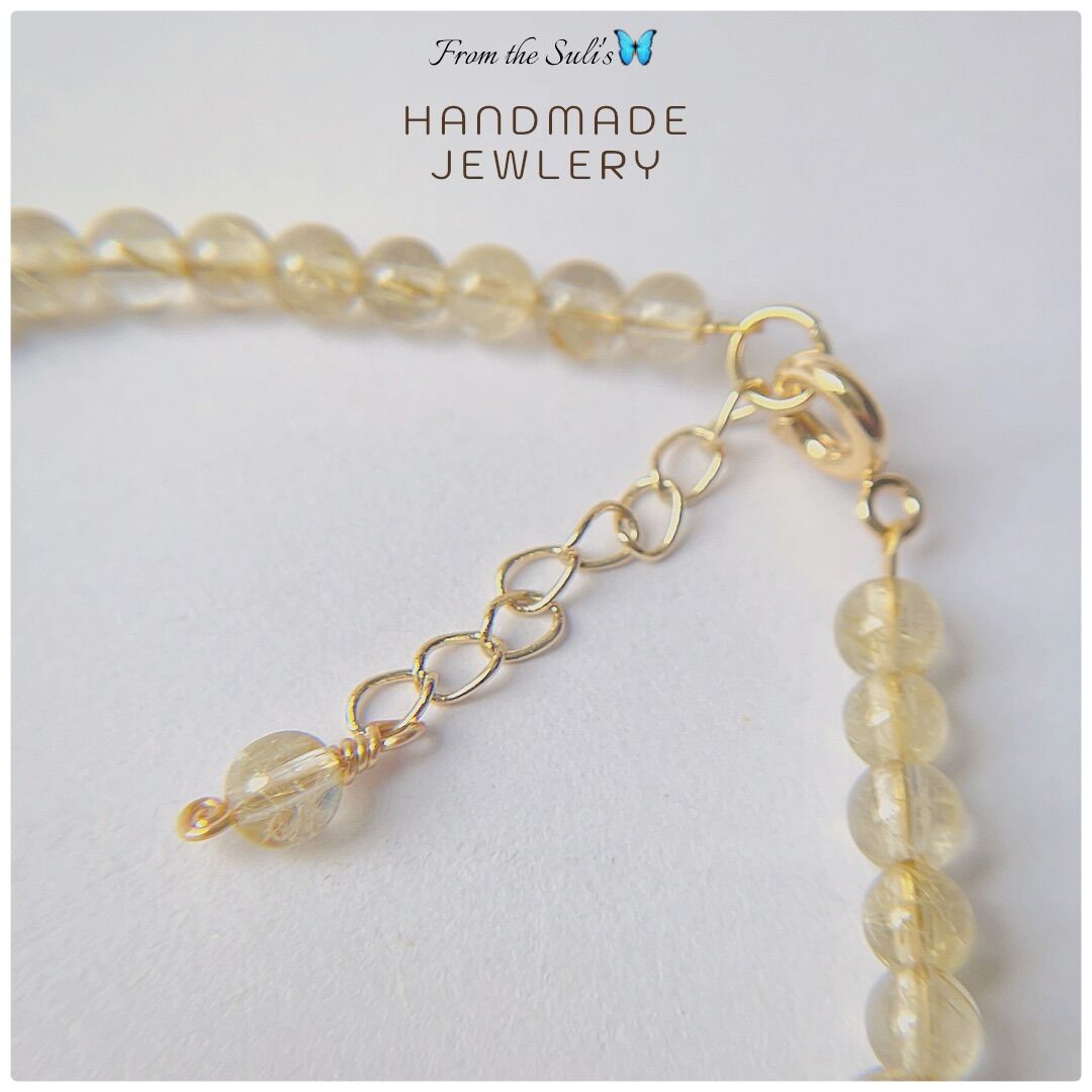 Vòng đeo tay thạch anh tóc vàng 4mm mix, thủ công [Suli'shandmade]