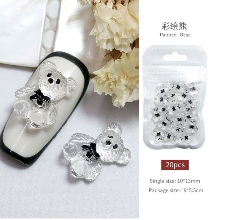 Charm gấu pha lê, phụ kiện gắn móng hình gấu