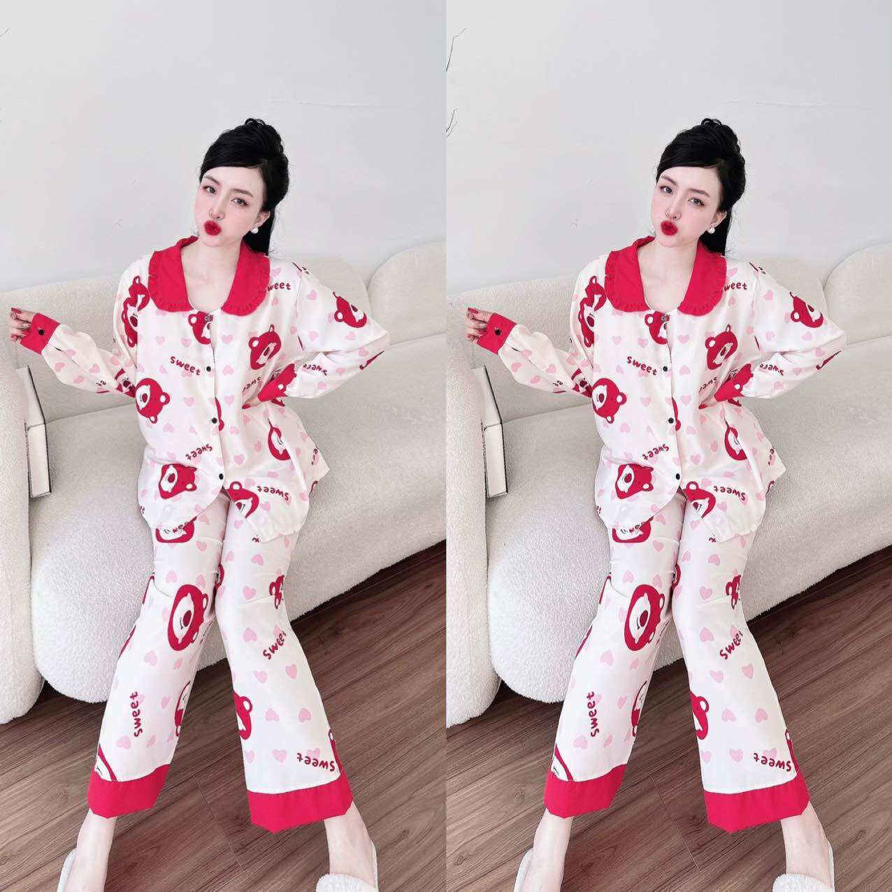 Đồ bộ Lụa Nhật phối ren 3 size 50-100kg bigsize chất mát Y