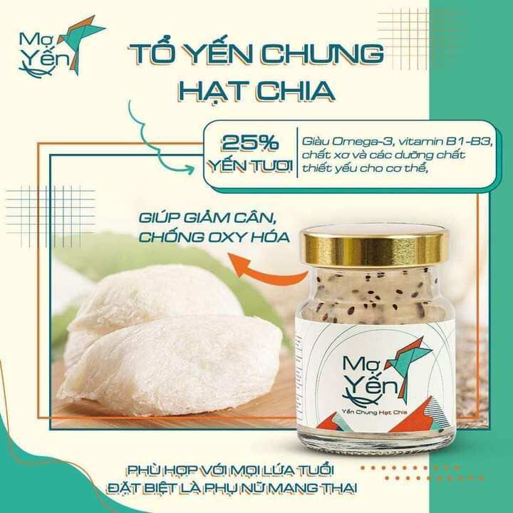 Combo 6 hũ yến chưng hạt chia 70ml chứa 25% yến tươi thật