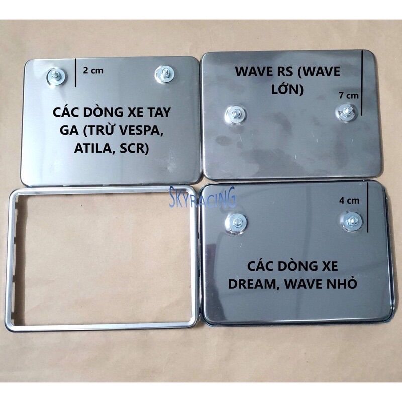 Khung biển số wave - Dr - WS titan - inox(chọn bộ 3 món) (loại tốt)