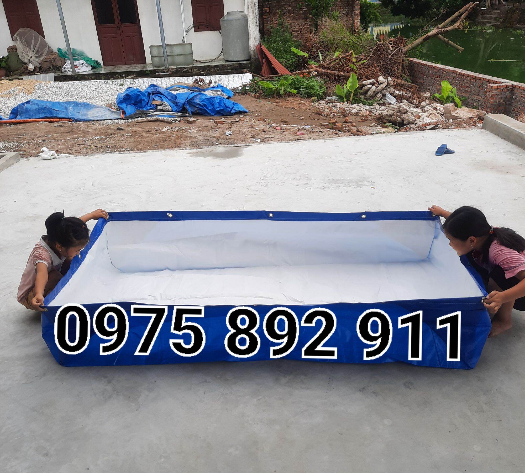 Bể bạt nuôi ốc ếch cá lươn, loại korea xanh trắng