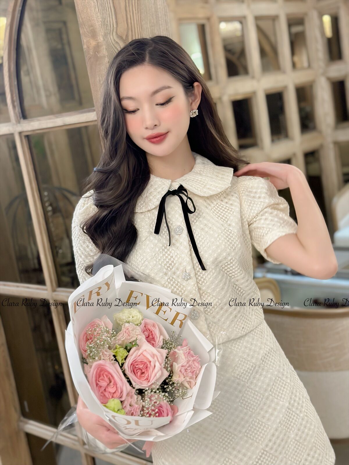 Set Áo ren cổ cánh sen Laura by Clara ruby design