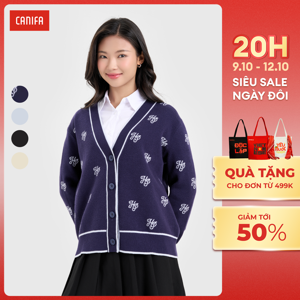 [20H 9-12.10 VOUCHER TỚI 500K] Áo cardigan nữ CANIFA 6TC24W001