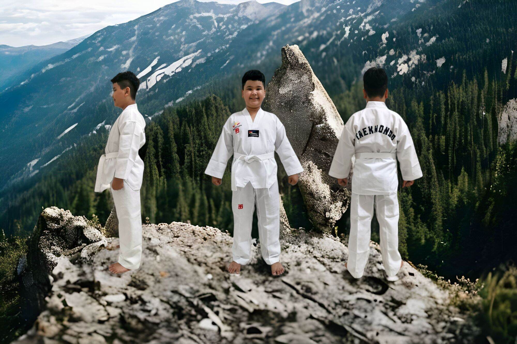 Võ phục phong trào Taekwondo Mooto cổ trắng cao cấp