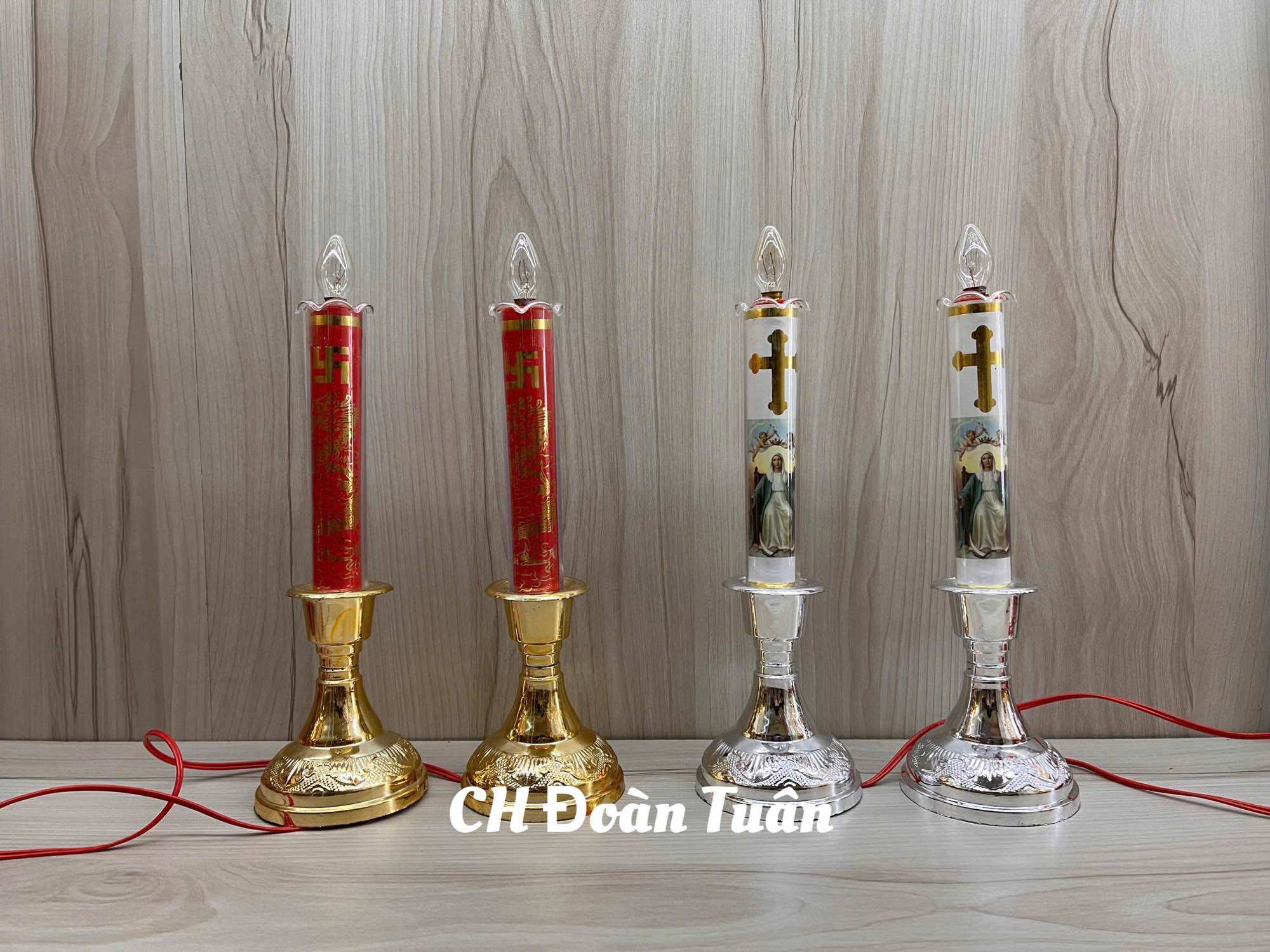 ĐÈN THỜ CÂY NẾN, ĐÈN CẦY KIẾNG (MỘT CẶP)