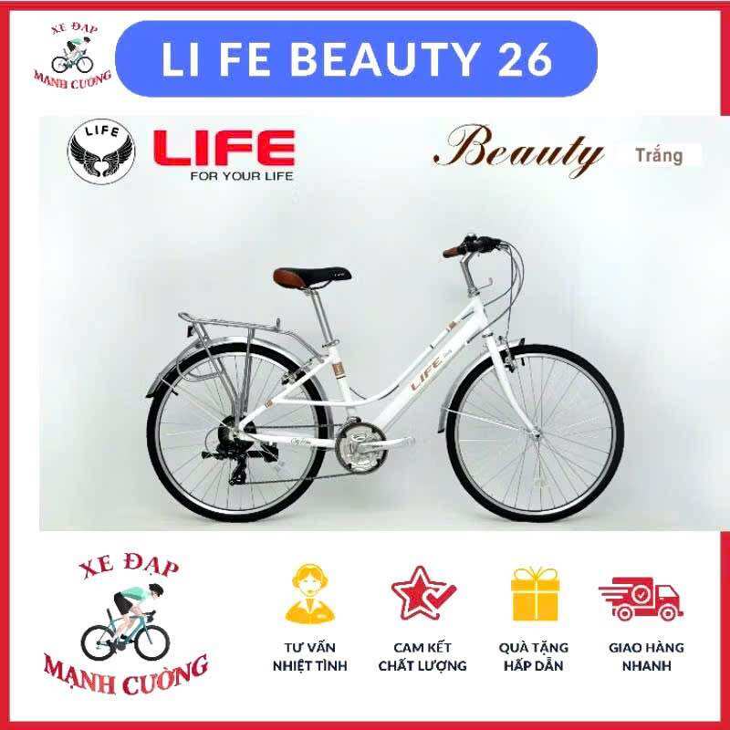 XE ĐẠP MINI NỮ LIFE BEAUTY VÀNH 26 TRANG BỊ BỘ ĐỀ SHIMANO 21 TỐC ĐỘ MỚI NHẤT, CHÍNH HÃNG, CHẤT LƯỢNG.