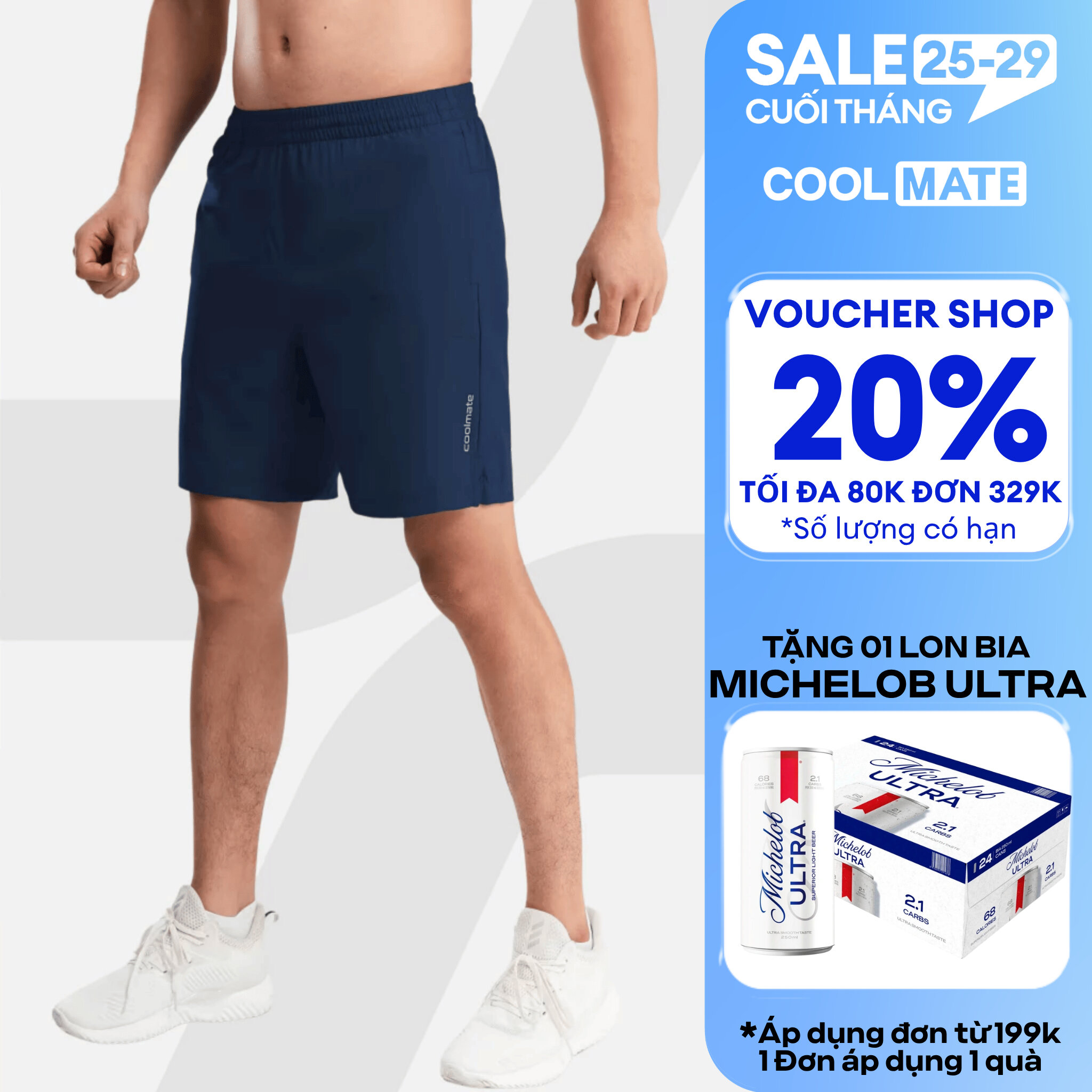 Quần short thể thao nam 7inch Ultra Short có túi khóa kéo, quần đùi đa năng tập Gym, Pickleball, chạy bộ mềm, nhẹ, thoải mái vận động  Coolmate