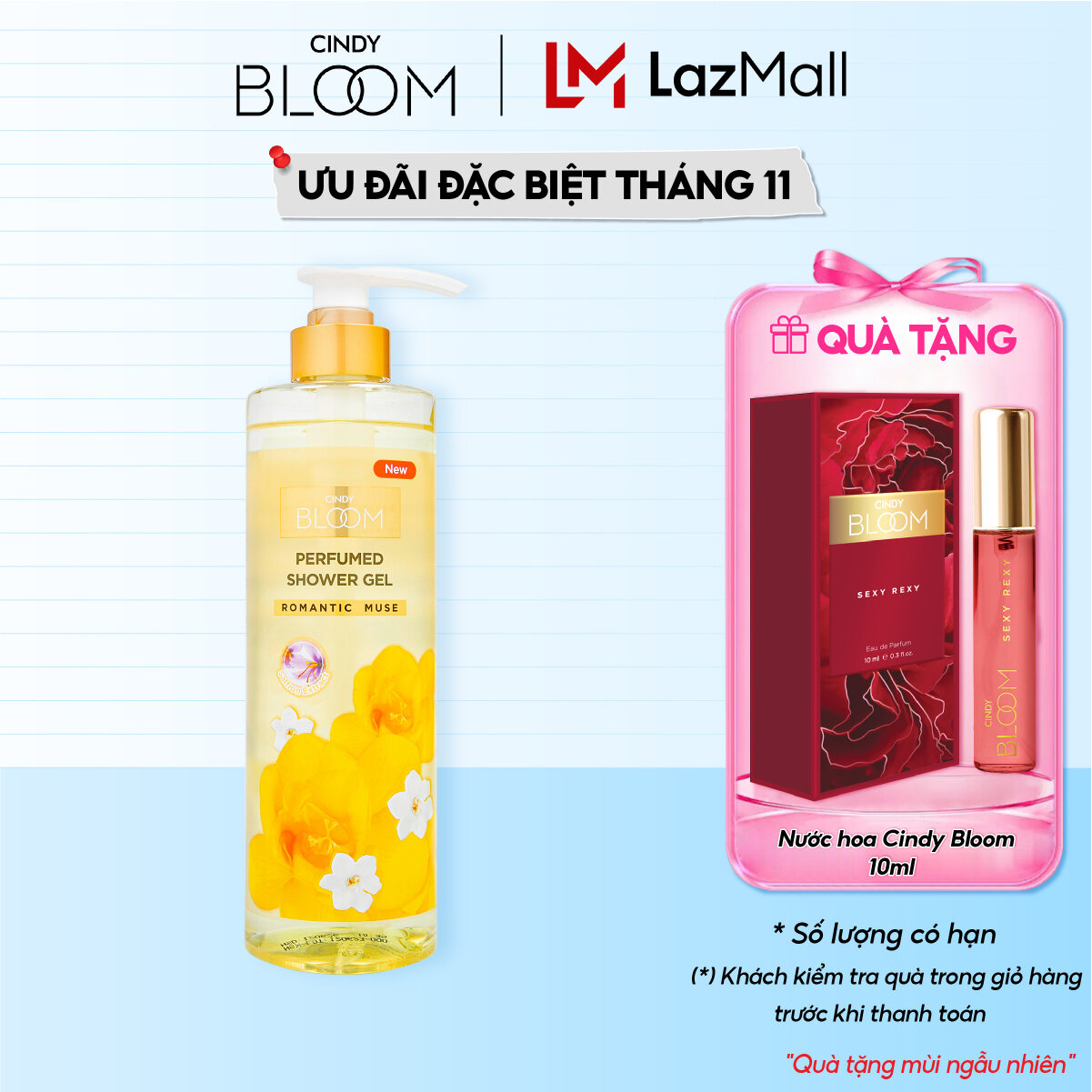 Sữa Tắm Hương Nước Hoa Cindy Bloom Romantic Muse Quyến Rũ Lãng Mạn 640g Chính Hãng