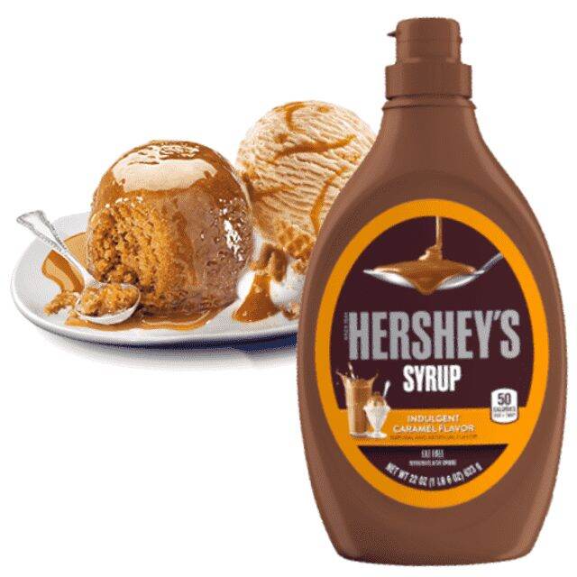 Sốt topping siro nguyên chất vị Caramel Hersheys syrup caramel Mỹ 623g